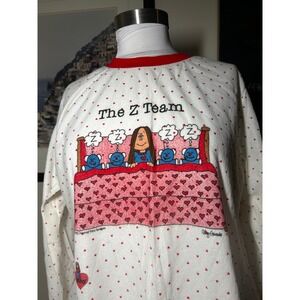 Vintage 1983 Cathy Comic The Z Team Heart Print Pajama Top L 13/15